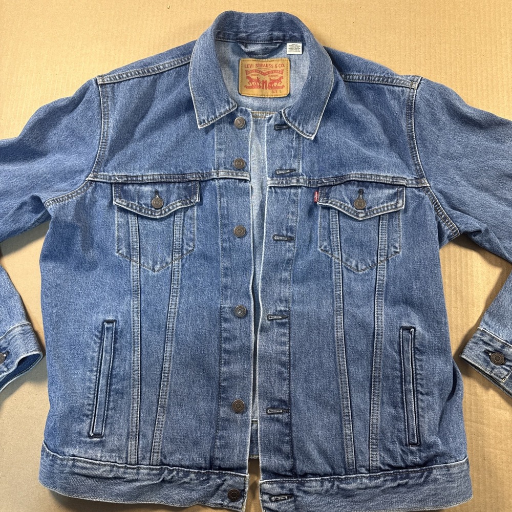 Levi's Jean Truckers Jacket Men's Large 72334 Blue Denim 100% Cotton Button VG+